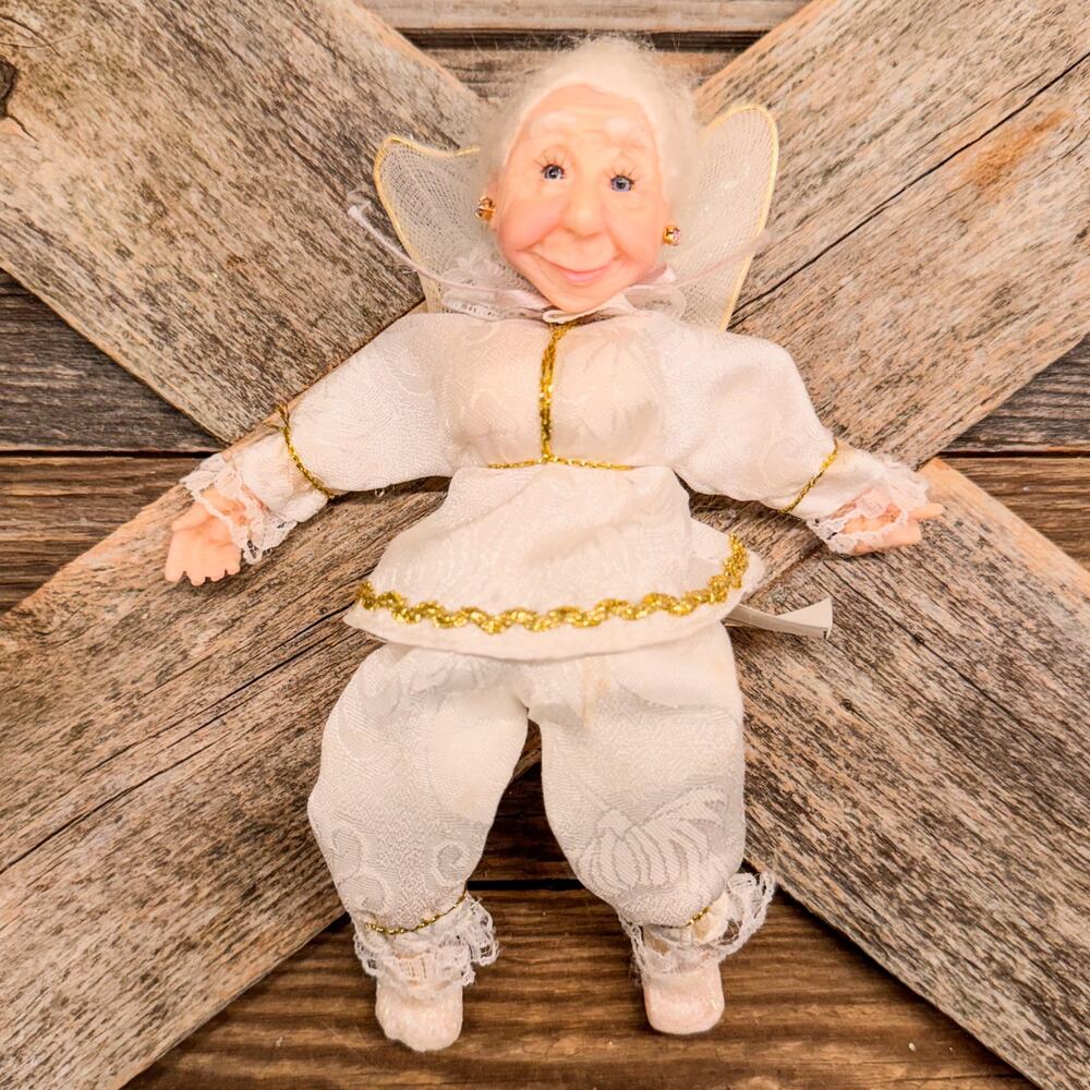 VTG 2005 Jacqueline Kent Giftcraft Fairy Godmother Figurine Doll White Gold 6.5”